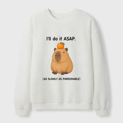 Tokyo-Tiger Slow Task Capybara Meme Waffle Sweatshirt