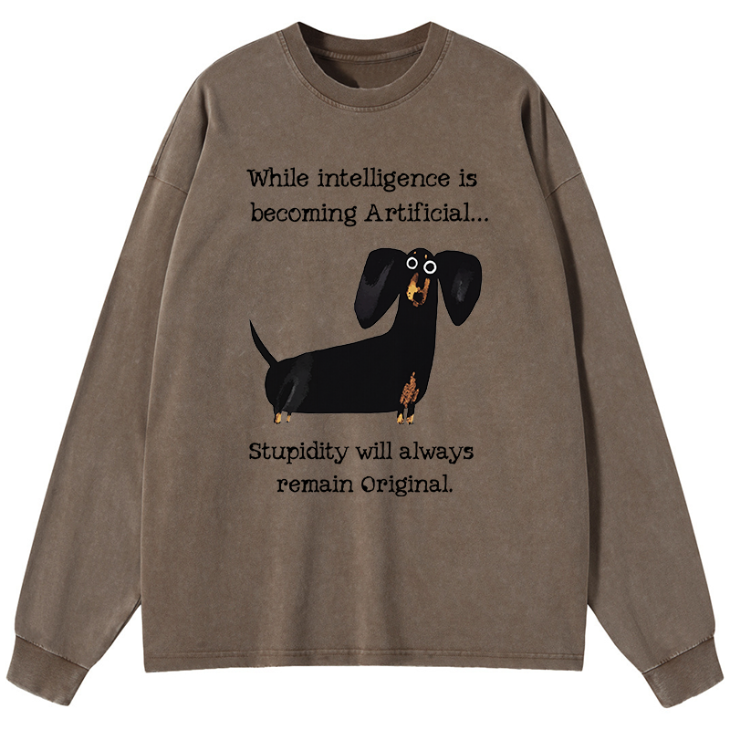 Tokyo-Tiger Dachshund Real Humor Funny Meme Washed Long Sleeve T-Shirt