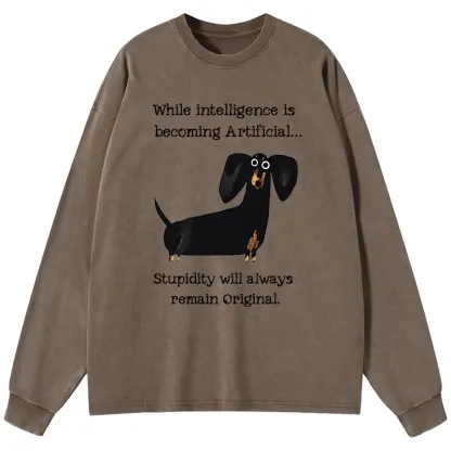 Tokyo-Tiger Dachshund Real Humor Funny Meme Washed Long Sleeve T-Shirt