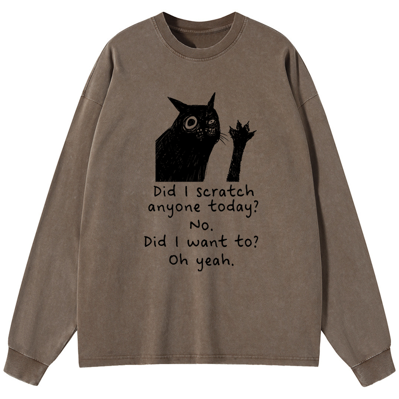 Tokyo-Tiger Black Cat Scratches People Washed Long Sleeve T-Shirt