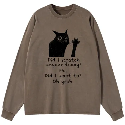 Tokyo-Tiger Black Cat Scratches People Washed Long Sleeve T-Shirt