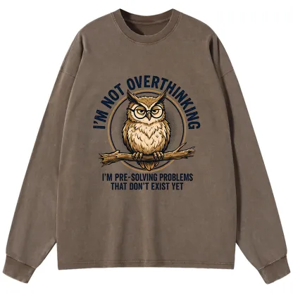 Tokyo-Tiger Overthink Master Owl Washed Long Sleeve T-Shirt