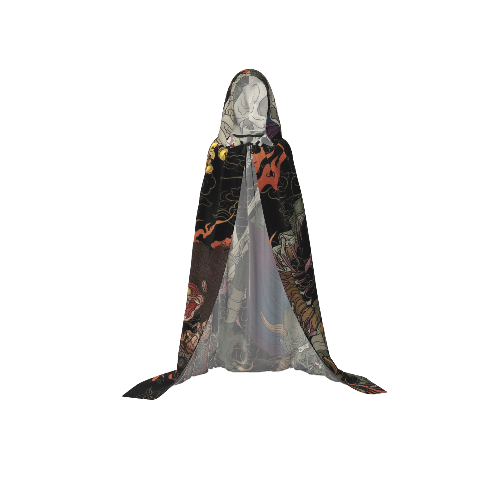 Tokyo-Tiger Japanese Yokai And Skeletons Holiday Cloak