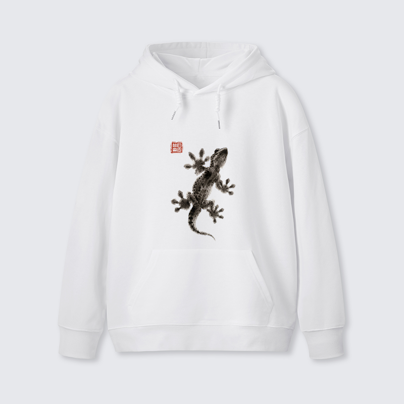 Tokyo-Tiger Minimal Asian Ink Brush Gecko Vibe Classic Hoodie