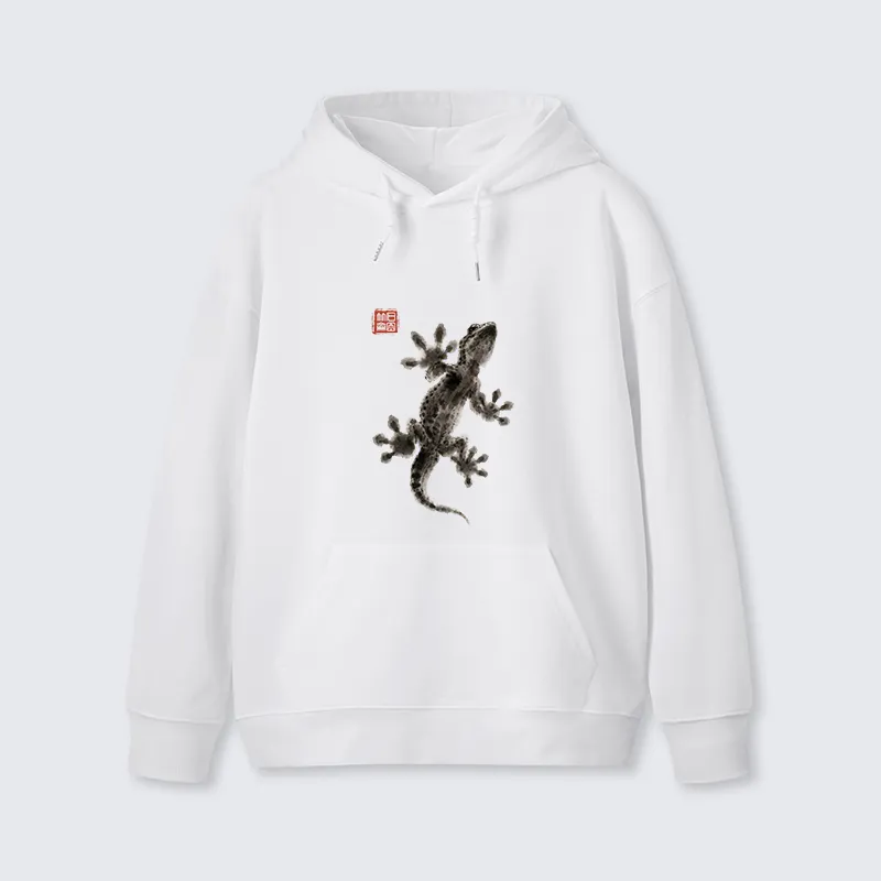 Tokyo-Tiger Minimal Asian Ink Brush Gecko Vibe Classic Hoodie