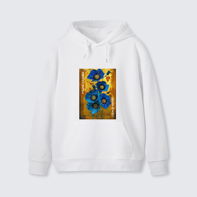 Tokyo-Tiger Shiny Blue Flower Warm Golden Background Classic Hoodie