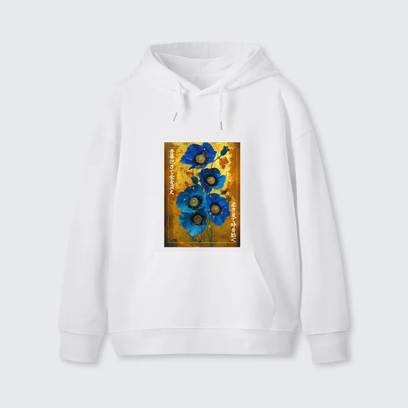 Tokyo-Tiger Shiny Blue Flower Warm Golden Background Classic Hoodie Sale