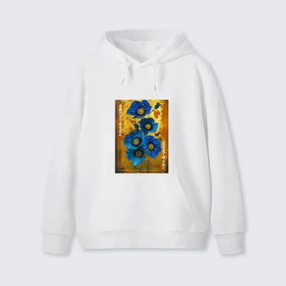 Tokyo-Tiger Shiny Blue Flower Warm Golden Background Classic Hoodie