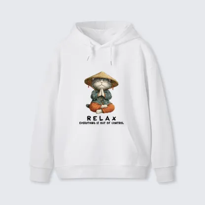 Tokyo-Tiger Zen Relax Cat Graphic Classic Hoodie