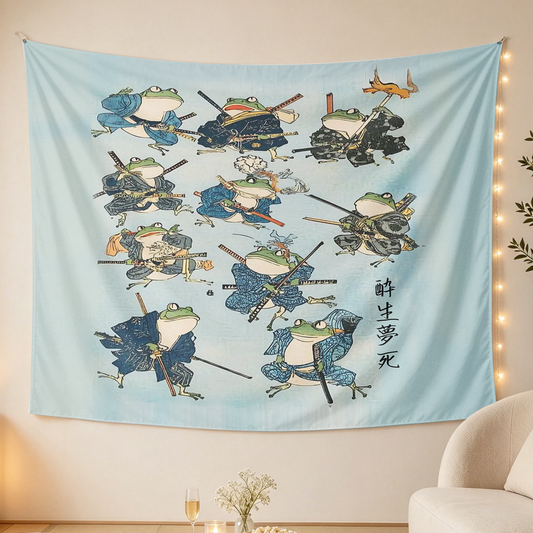 Tokyo-Tiger Frog Samurai Tapestry