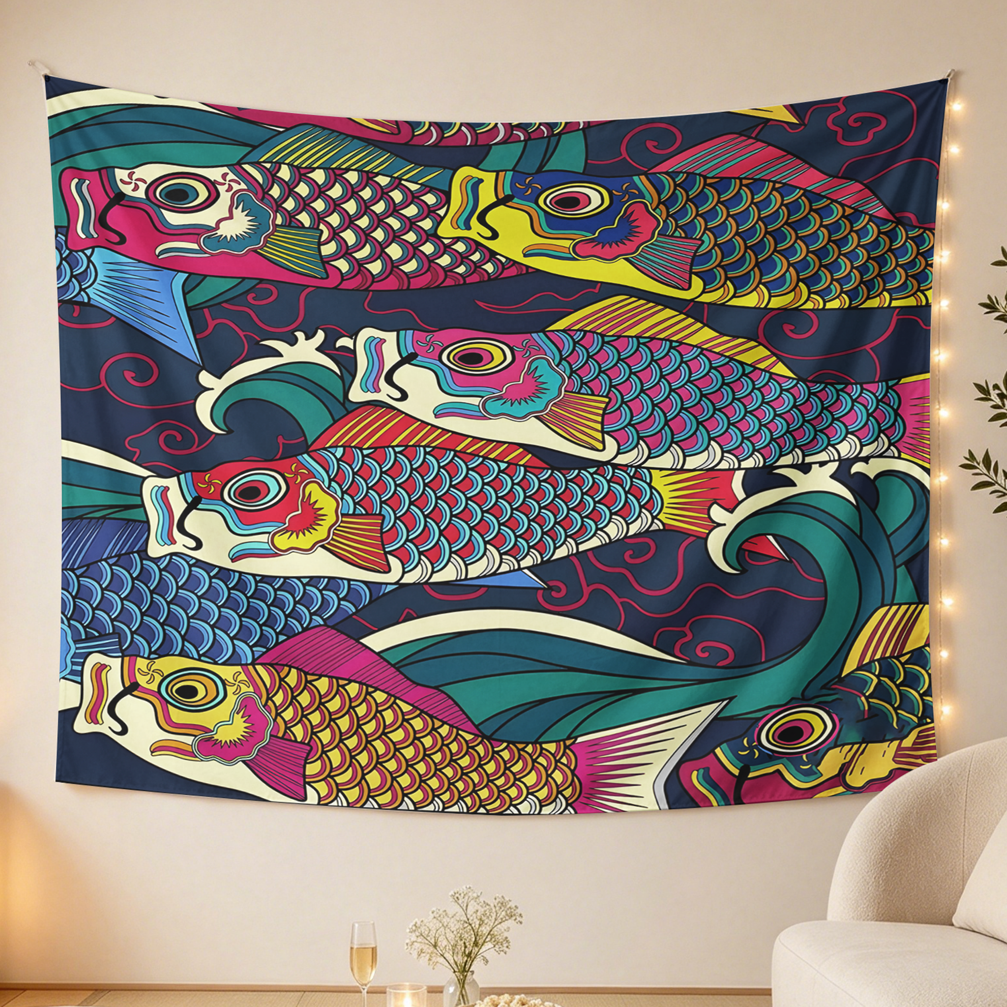 Tokyo-Tiger Colorful Japanese Koinobori Tapestry