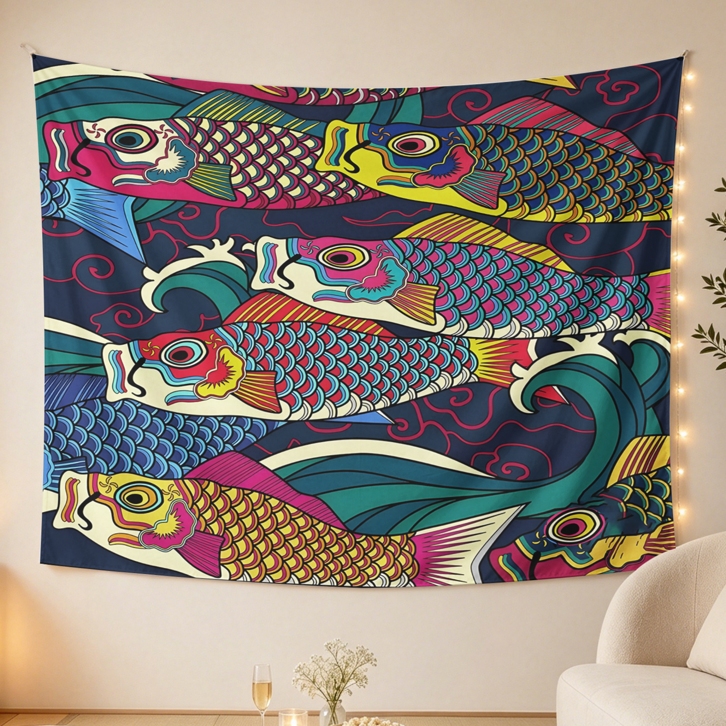 Tokyo-Tiger Colorful Japanese Koinobori Tapestry