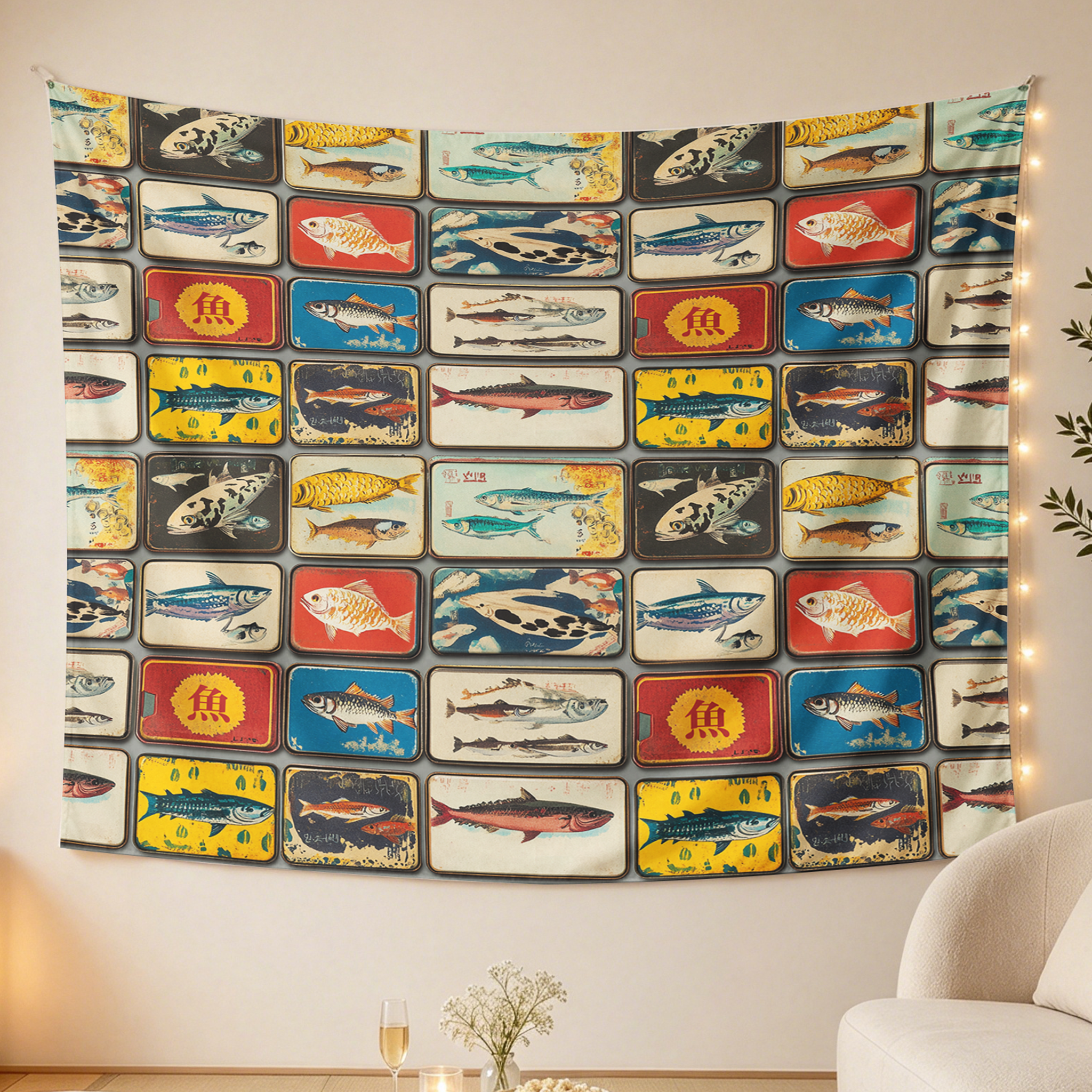 Tokyo-Tiger Vintage Fish Collection Tapestry