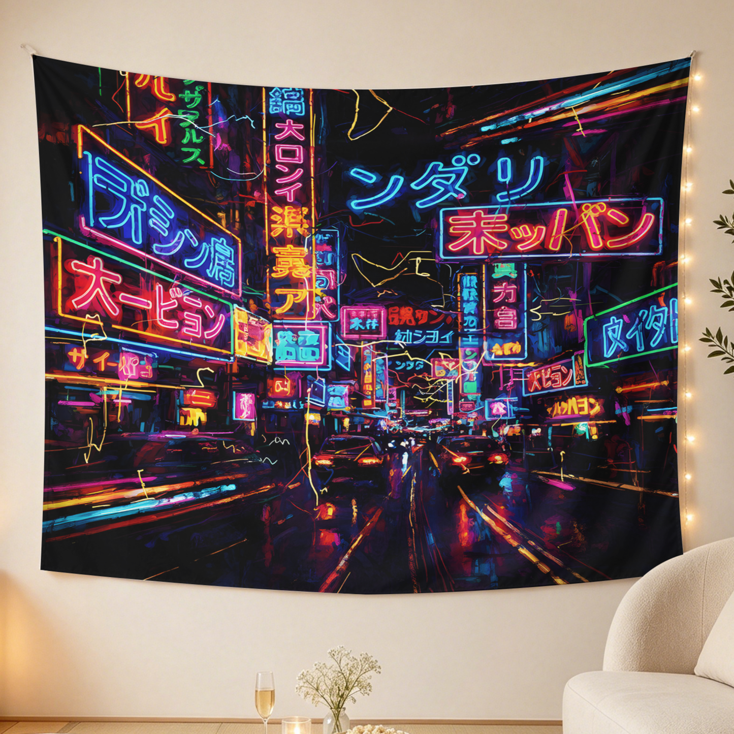Tokyo-Tiger Tokyo Street Scene Tapestry