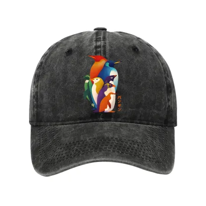 Tokyo-Tiger Cute Multi Tone Penguins Washed Cap