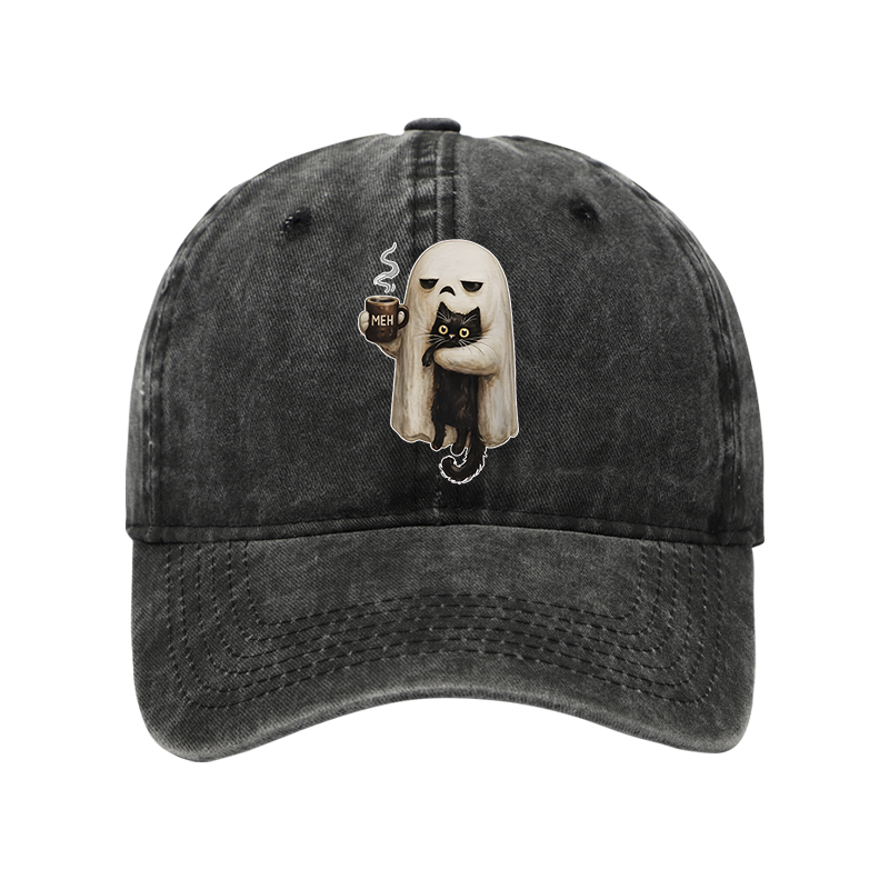 Tokyo-Tiger Ghost Cat Coffee Mood Washed Cap