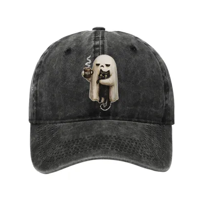 Tokyo-Tiger Ghost Cat Coffee Mood Washed Cap