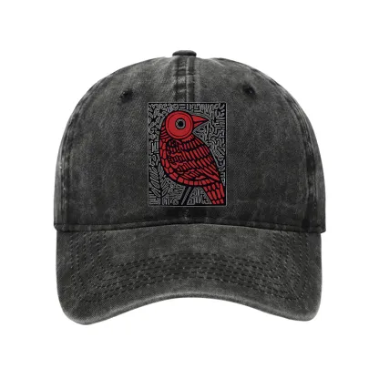 Tokyo-Tiger Retro Woodblock Bird Washed Cap