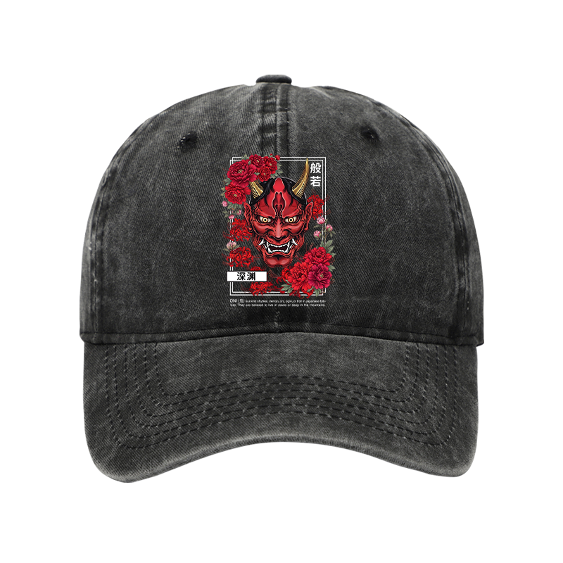 Tokyo-Tiger Cool Oni Floral Art Washed Cap