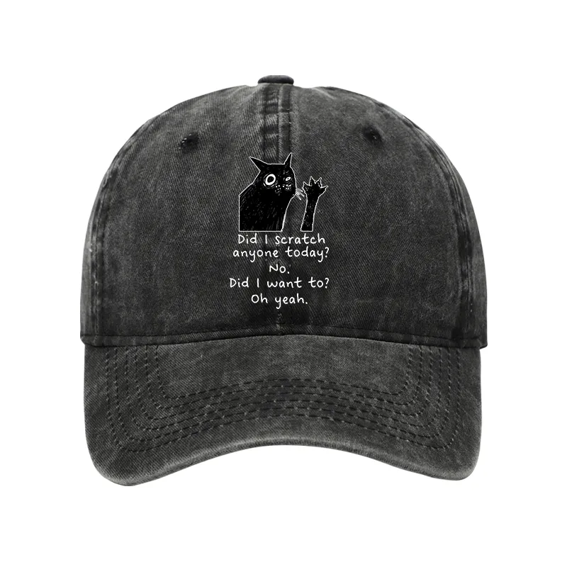 Tokyo-Tiger Black Cat Scratches People Washed Cap