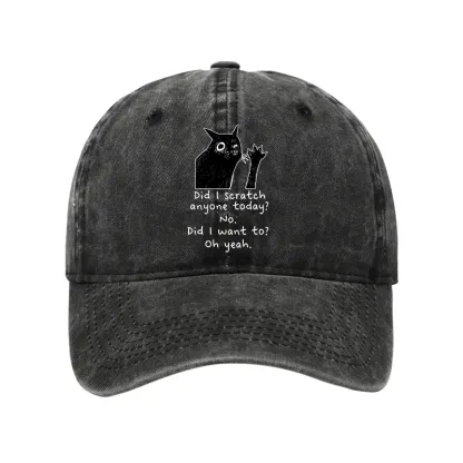 Tokyo-Tiger Black Cat Scratches People Washed Cap
