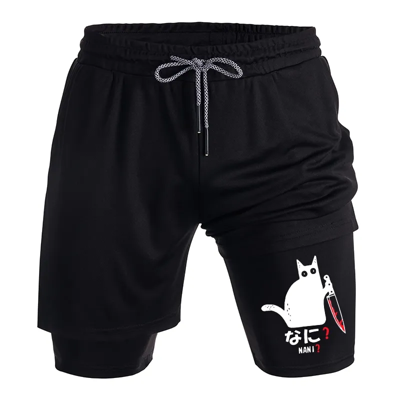 Tokyo-Tiger A Puzzled Cat Holding A Knife Training Shorts