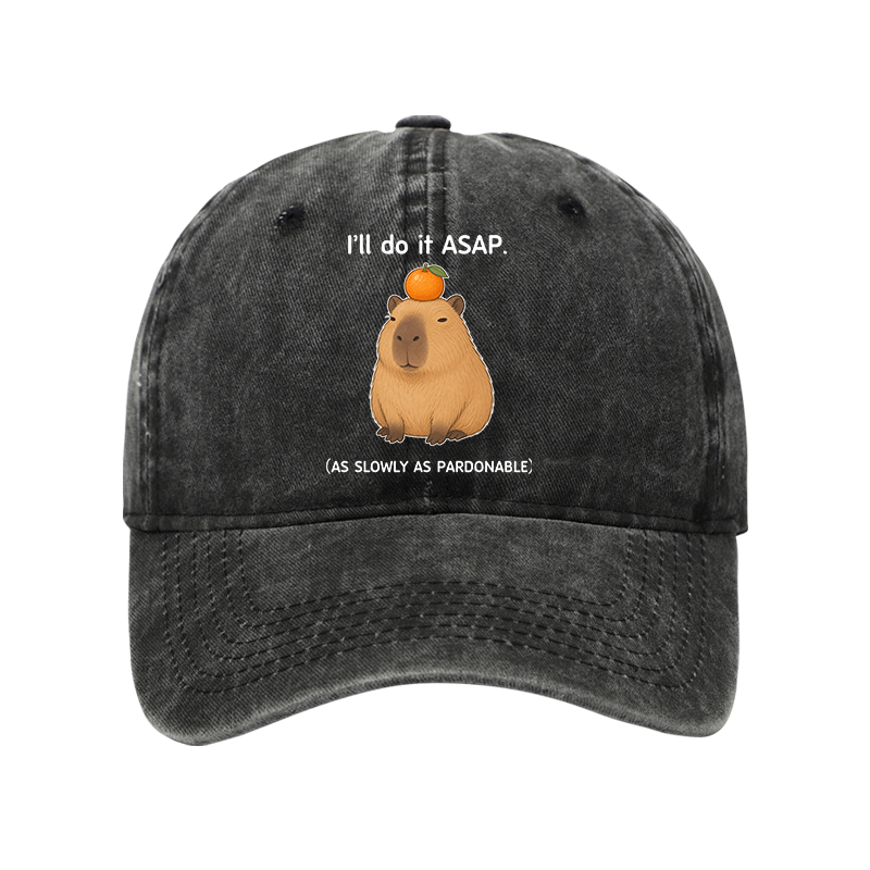 Tokyo-Tiger Slow Task Capybara Meme Washed Cap