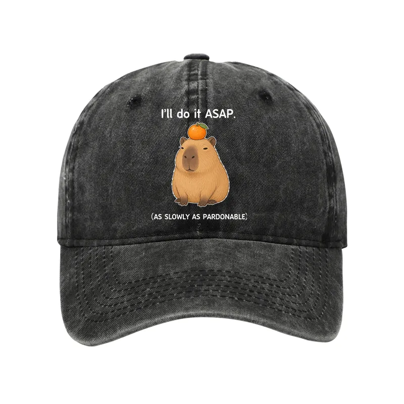 Tokyo-Tiger Slow Task Capybara Meme Washed Cap