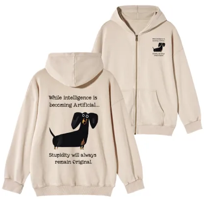 Tokyo-Tiger Dachshund Real Humor Funny Meme Washed Zip Hoodie