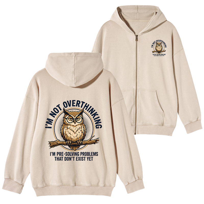 Tokyo-Tiger Overthink Master Owl Washed Zip Hoodie