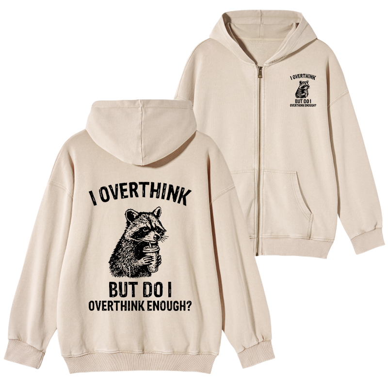 Tokyo-Tiger Constant Overthinking Washed Zip Hoodie