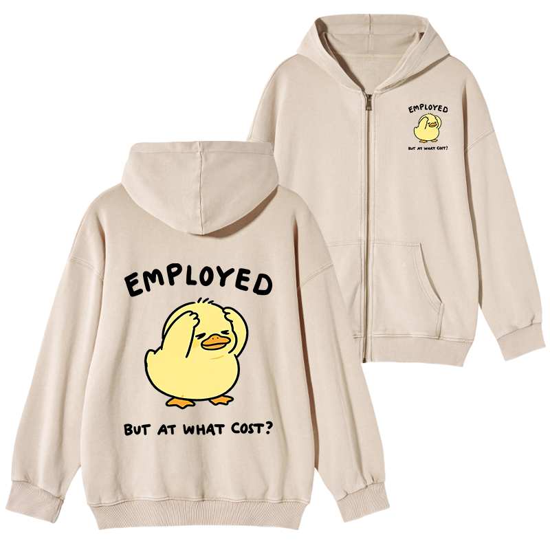 Tokyo-Tiger Funny Work Duck Washed Zip Hoodie