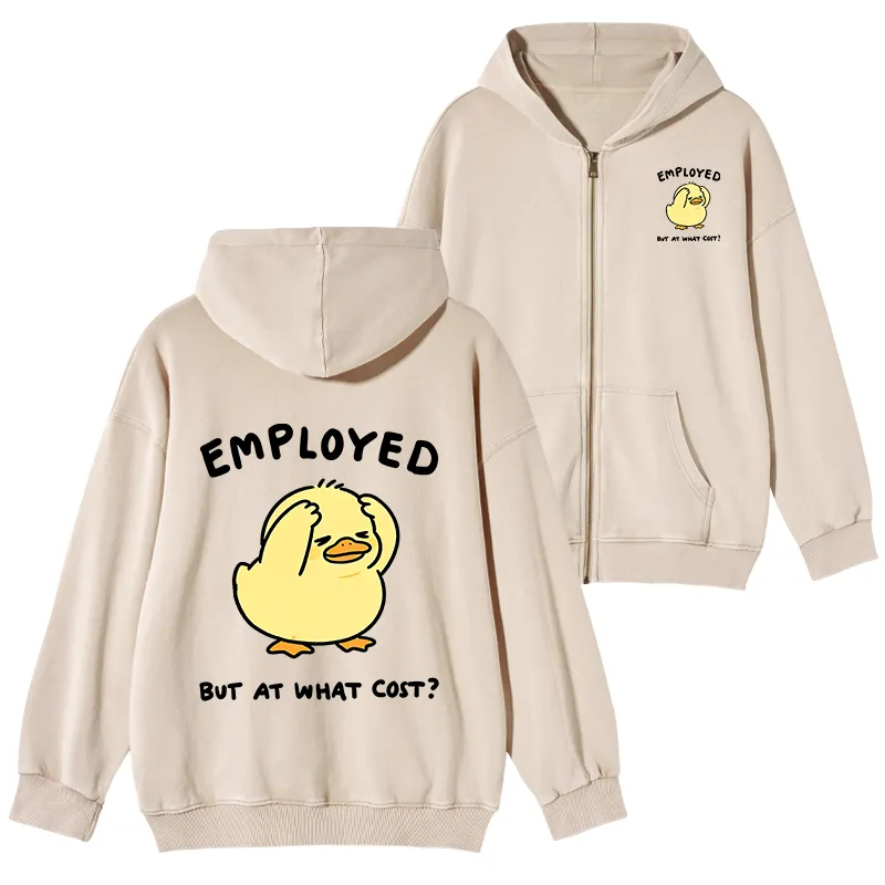 Tokyo-Tiger Funny Work Duck Washed Zip Hoodie