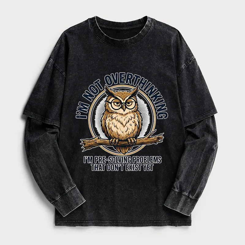 Tokyo-Tiger Overthink Master Owl Washed Double Layer T-Shirt Sale