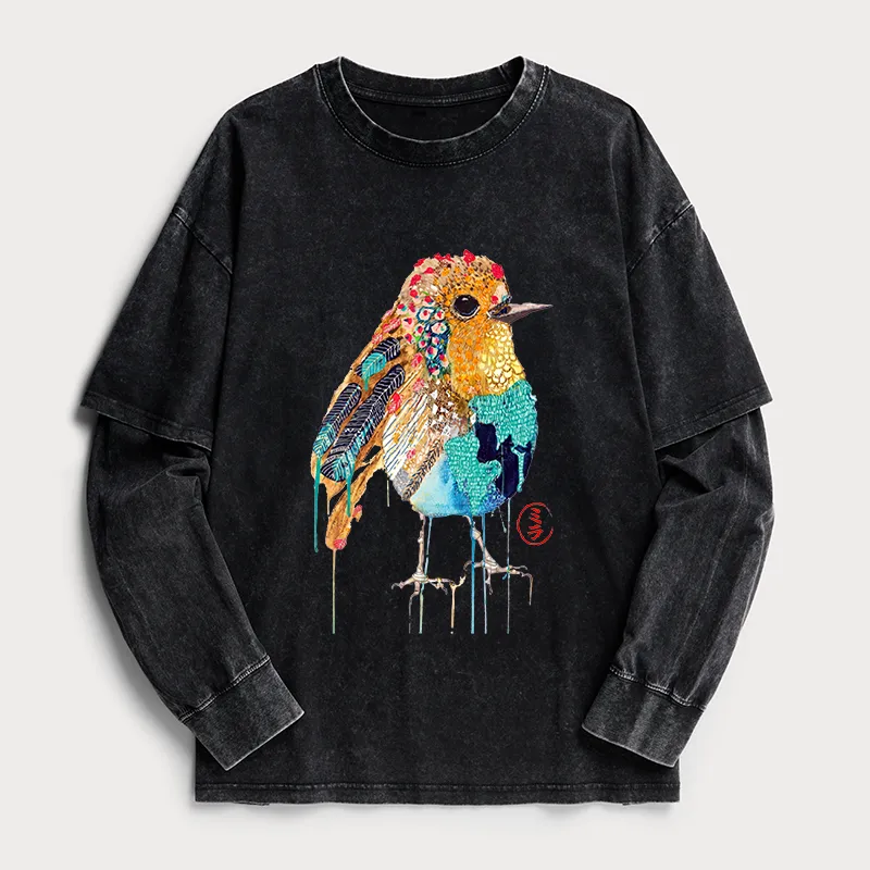 Tokyo-Tiger Sparkly Wild Bird Washed Double Layer T-Shirt Sale
