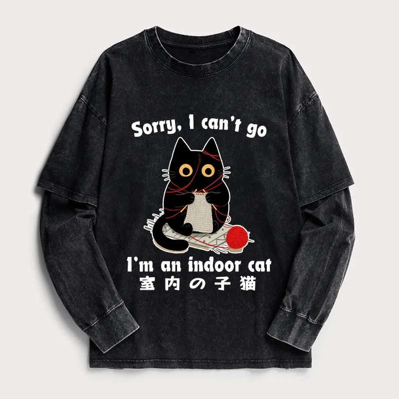 Tokyo-Tiger Indoor Cat Meme Washed Double Layer T-Shirt Sale