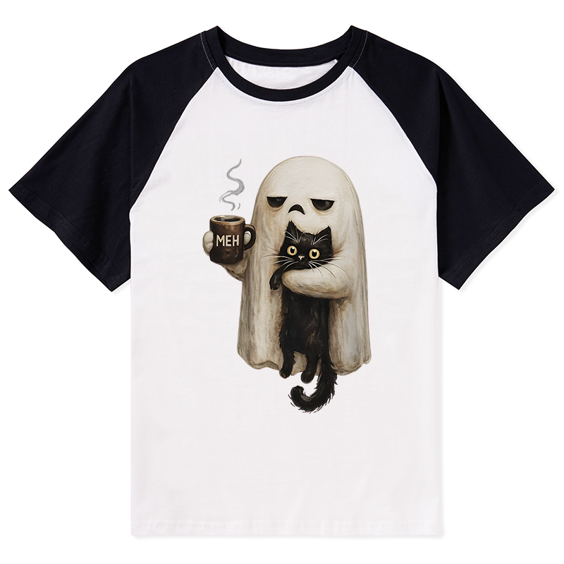 Tokyo-Tiger Ghost Cat Coffee Mood Raglan T-shirt