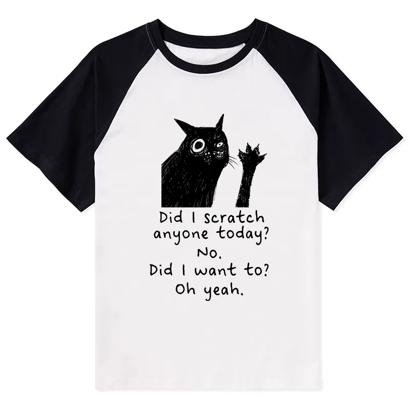 Tokyo-Tiger Black Cat Scratches People Raglan T-shirt Sale