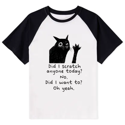 Tokyo-Tiger Black Cat Scratches People Raglan T-shirt
