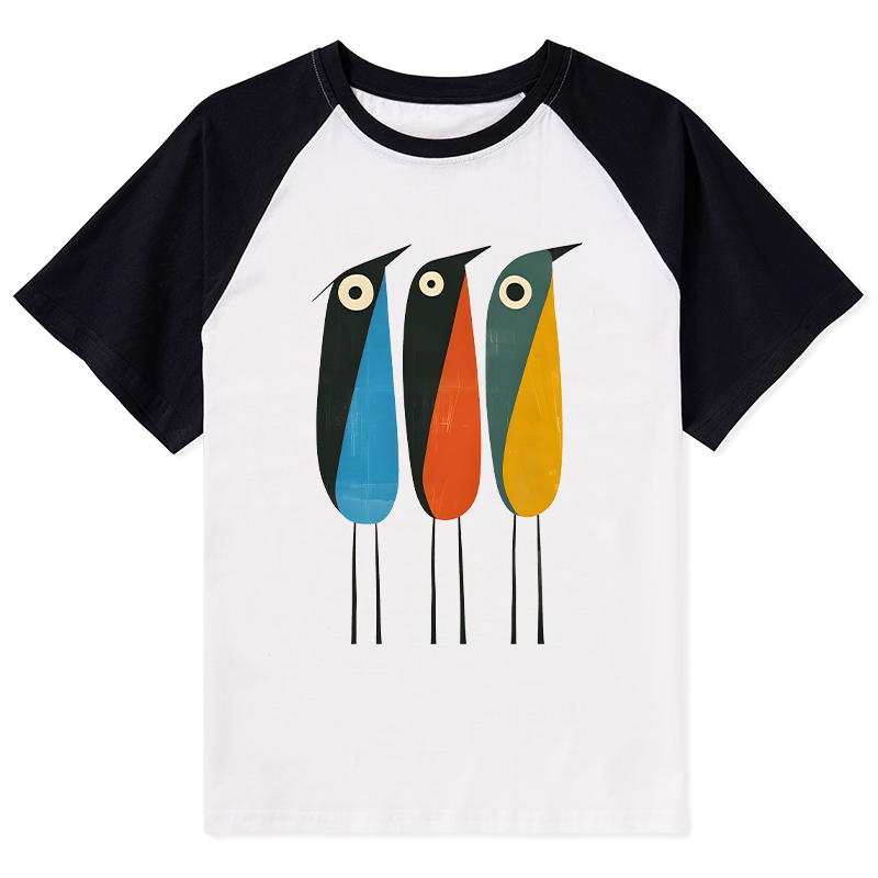 Tokyo-Tiger Bold Shape Birds Raglan T-shirt
