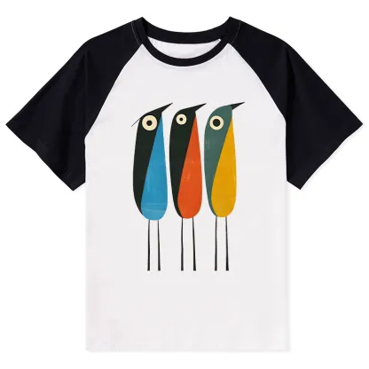 Tokyo-Tiger Bold Shape Birds Raglan T-shirt