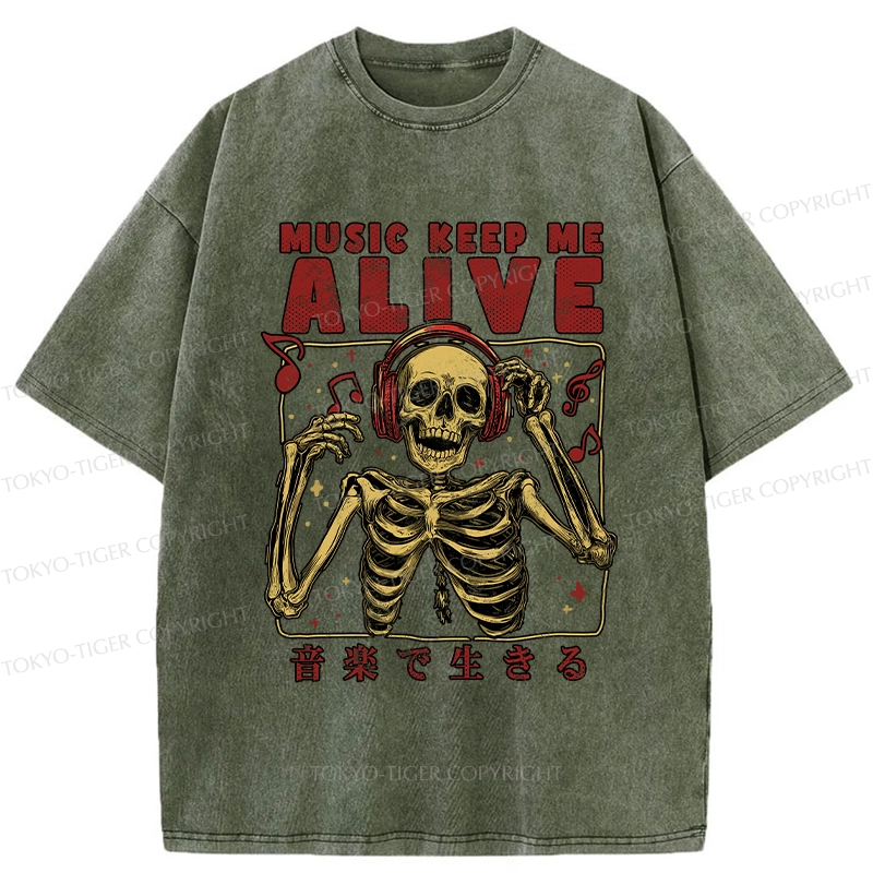 Tokyo-Tiger Music Keep Me Alive Washed T-Shirt