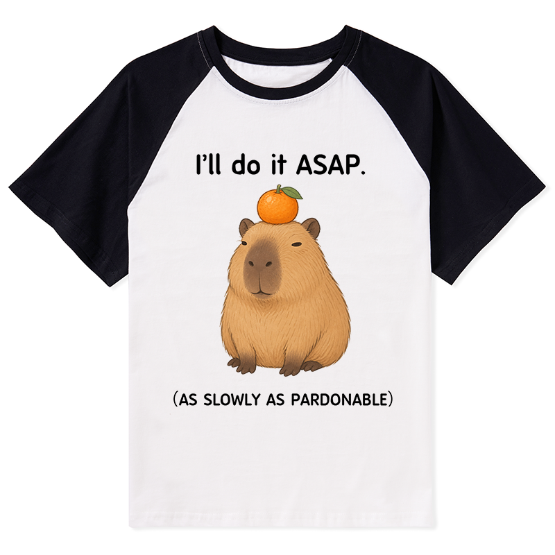 Tokyo-Tiger Slow Task Capybara Meme Raglan T-shirt
