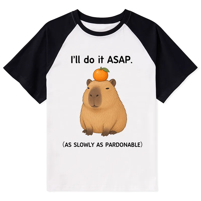 Tokyo-Tiger Slow Task Capybara Meme Raglan T-shirt Sale
