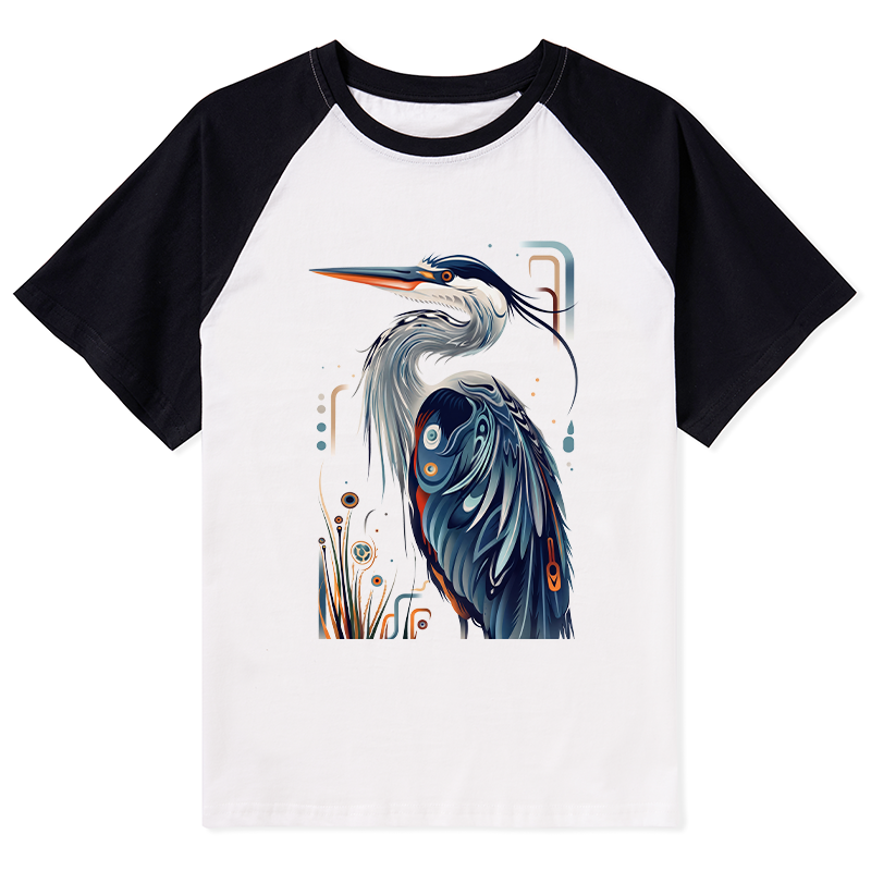Tokyo-Tiger Stylish Blue Heron Raglan T-shirt