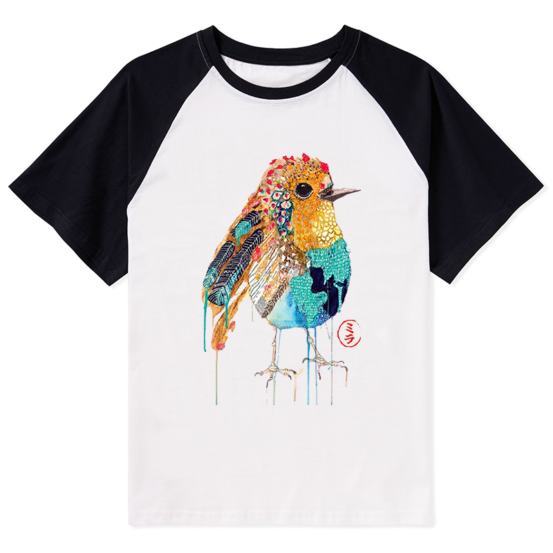 Tokyo-Tiger Sparkly Wild Bird Raglan T-shirt