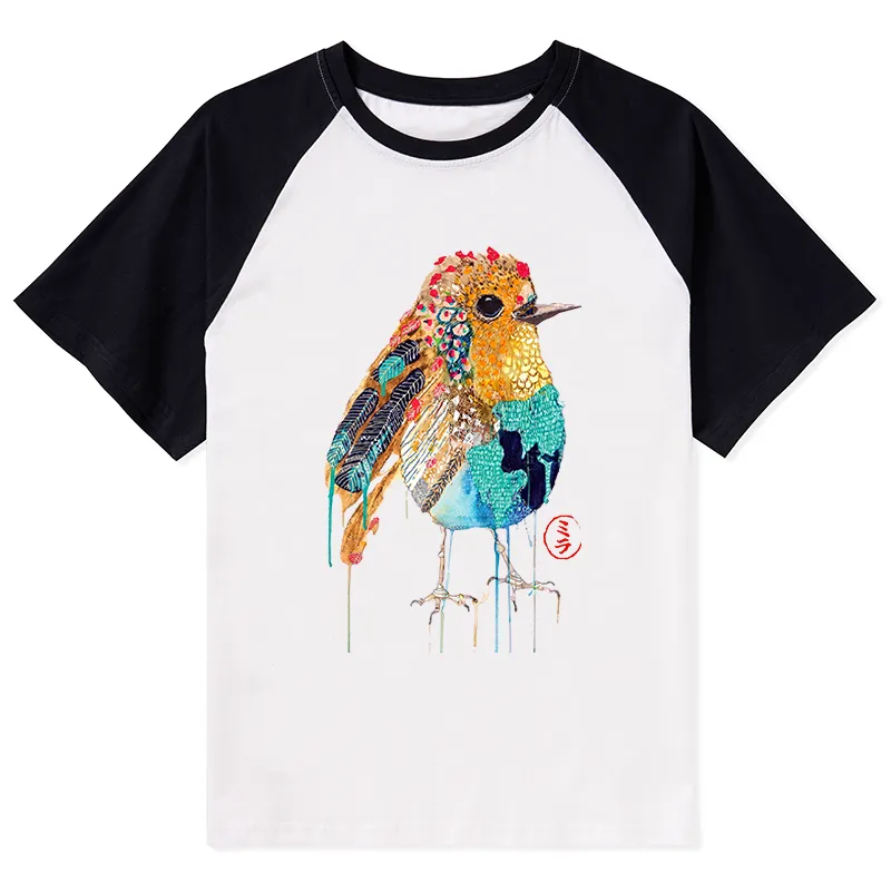Tokyo-Tiger Sparkly Wild Bird Raglan T-shirt