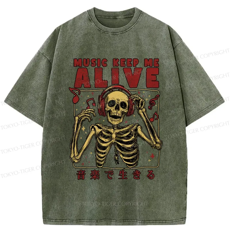 Tokyo-Tiger Music Keep Me Alive Washed T-Shirt