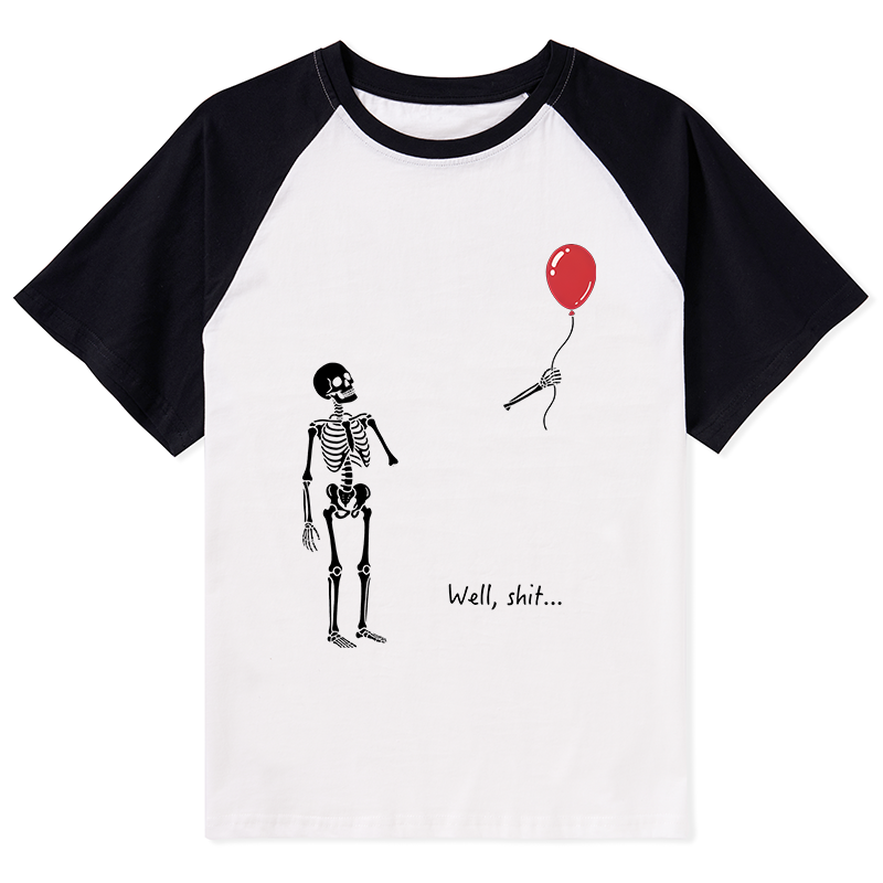 Tokyo-Tiger Skeleton Balloon Meme Raglan T-shirt