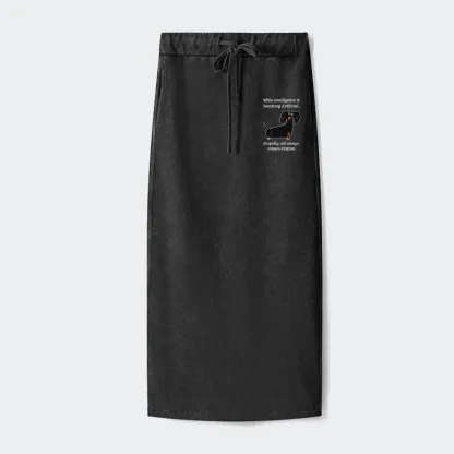 Tokyo-Tiger Dachshund Real Humor Funny Meme Washed Terry Skirt